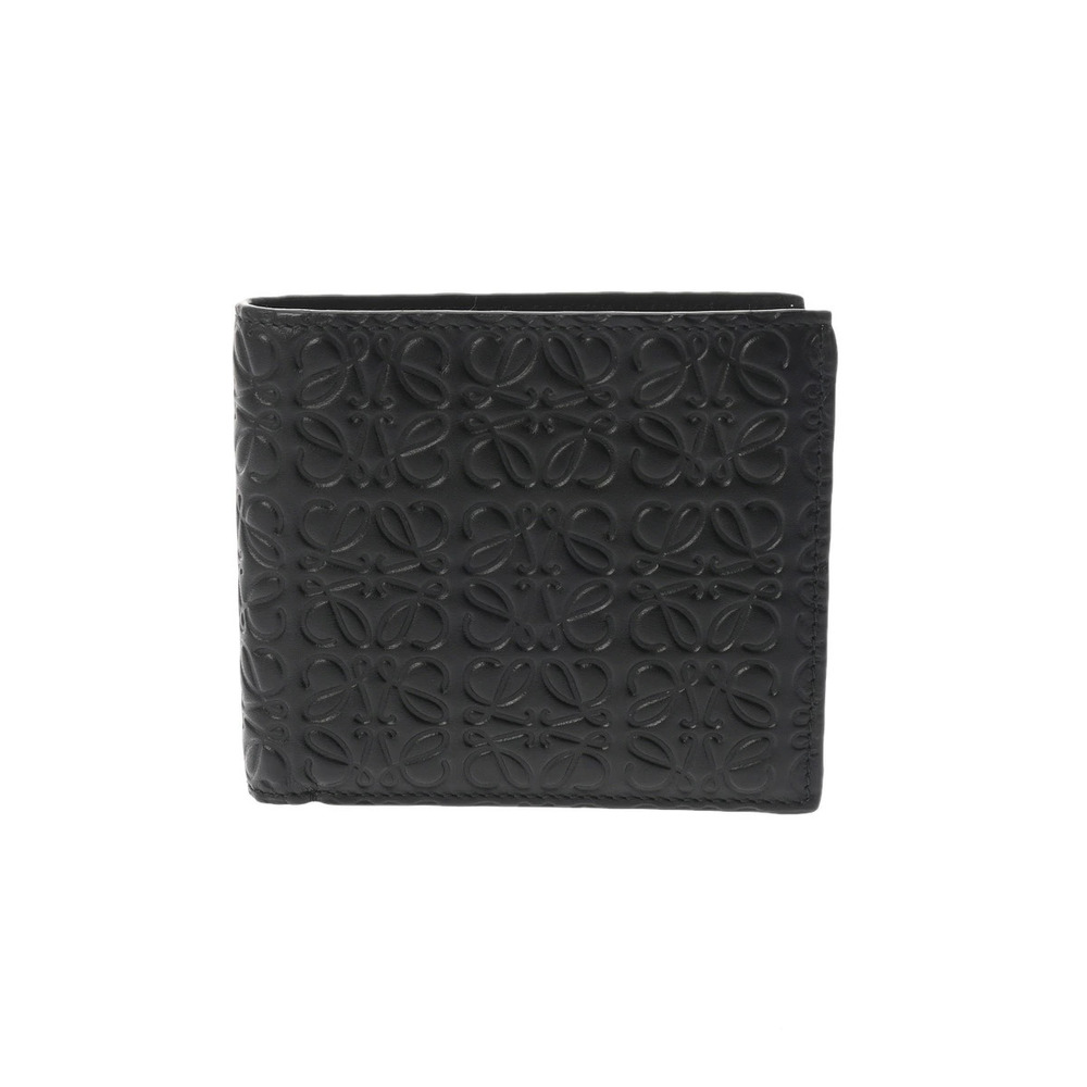 LOEWE bi fold wallet black embossed leather